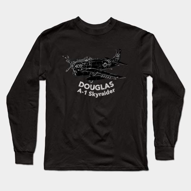 Douglas A-1 Skyraider Long Sleeve T-Shirt by aeroloversclothing